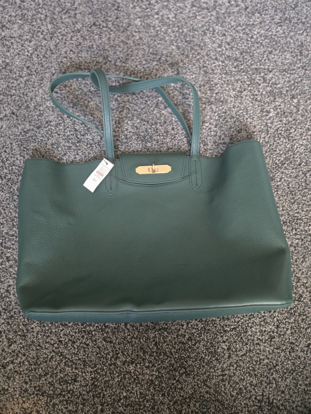 Green Tote Bag with Gold Turnlock